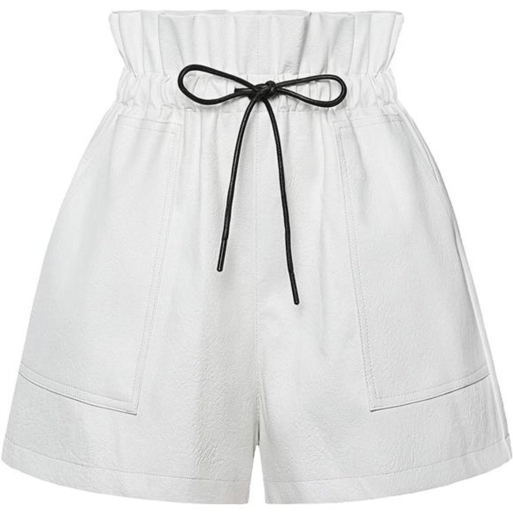 White color Faux High Waisted Wide Leg Sexy Shorts
